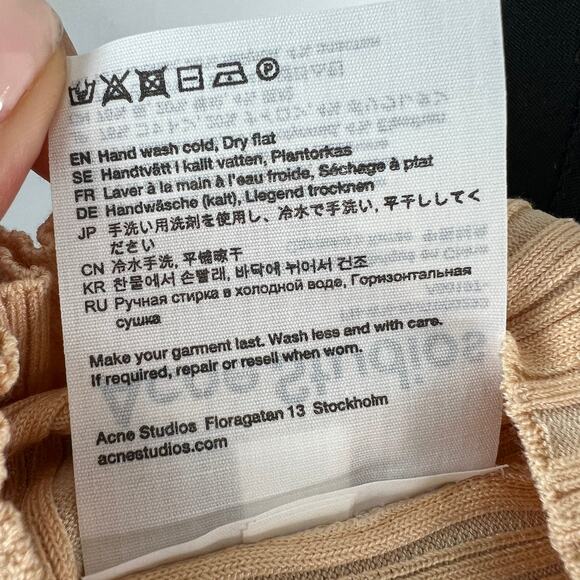 Acne Studios Beige Sweater Cotton Knit Ribbed Turtle Neck Pullover Size Small S - Picture 8 of 8